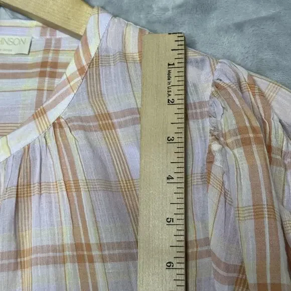 Ulla Johnson Plaid Button Down Shirt in Pink and Orange - Picture 9 of 10